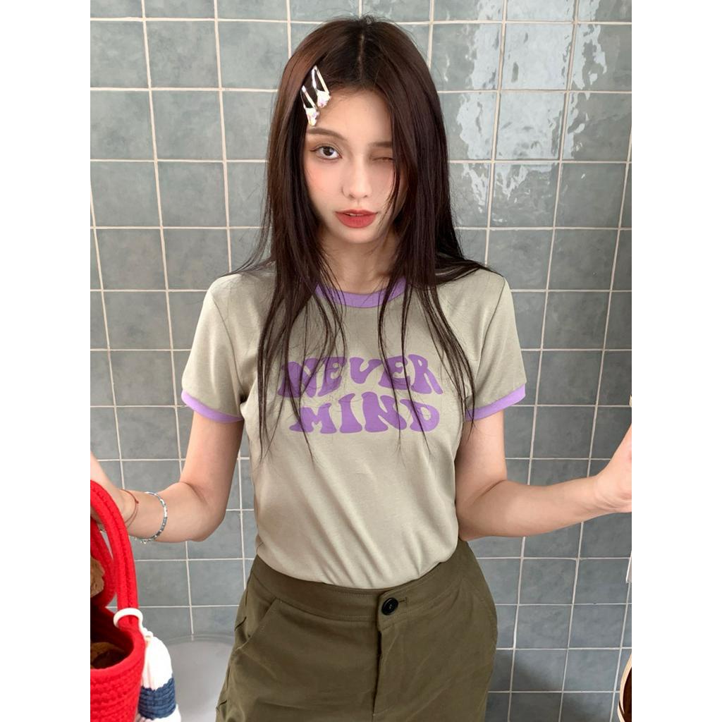 Áo Thun Cộc Tay Cổ Tròn In Chữ Mùa Hè 61659