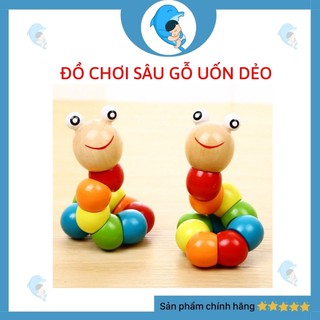 Đồ Chơi Sâu Gỗ 7 Màu Cho Bé Từ 6 Tháng Học Màu Sắc, Học Đếm