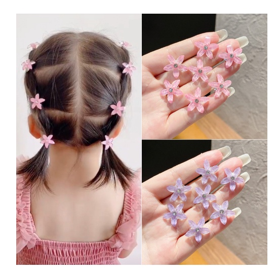 Set 10 Kẹp Tóc Hoa Nhỏ Xinh Xắn Phong Cách Hàn Quốc Cho Bé Gái