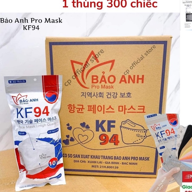Thùng khẩu trang 300 chiếc 4D KF94 Bảo Anh chính hãng dày dặn kháng khuẩn