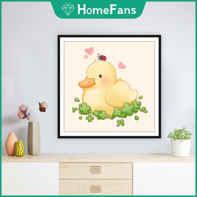 Bộ Tranh Đính Đá 5D Tự Làm Hình Vịt Con 30x30cm / 40x40cm / 50x50cm Trang Trí Nhà Cửa
