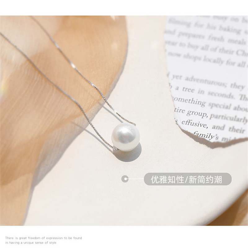 Dây chuyền bạc sterling 925 mặt ngọc trai tự nhiên thanh lịch đơn giản phong cách Hàn Quốc dành cho nữ