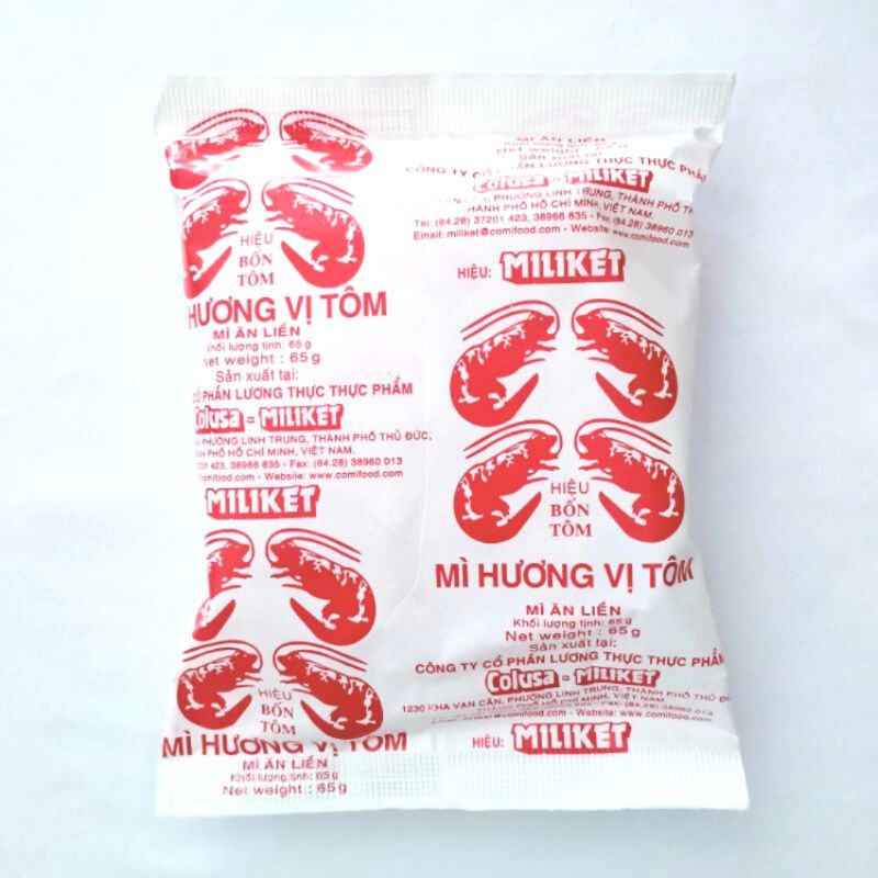 Lô 10 gói mì giấy trắng ăn liền Miliket 65 gam