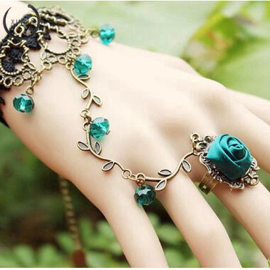 Vòng Tay Phối Ren Đính Đá Phong Cách Lolita Xinh Xắn-oll