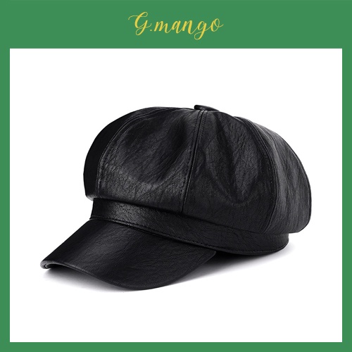 Mũ nồi nữ có vành, nón beret da phong cách hàn Quốc