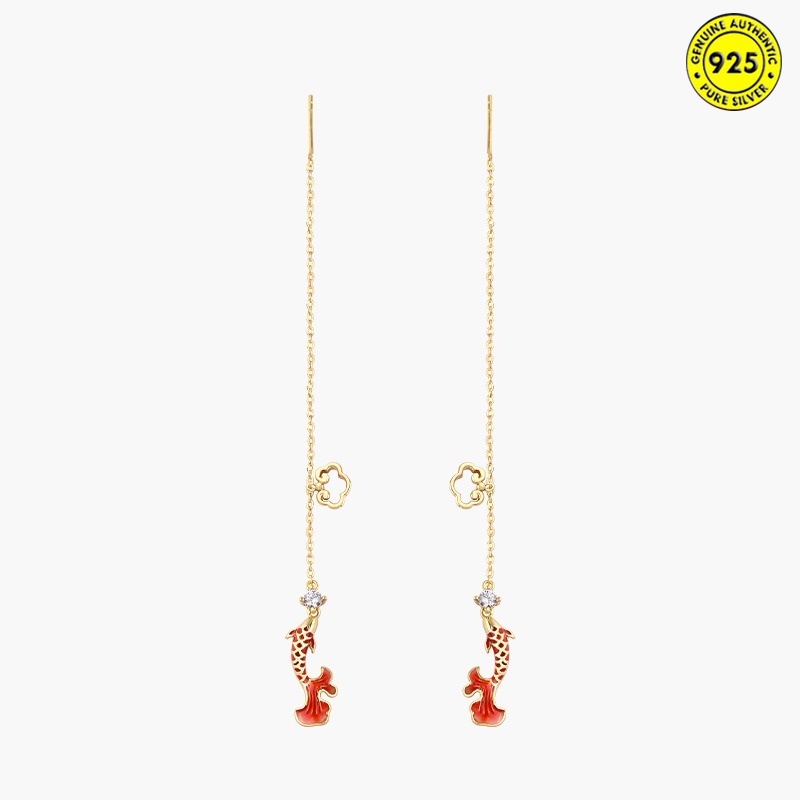 Ruyi Koi Set Vòng cổ vòng tay bông tai màu đỏ mặt hình đám mây đẹp mắt