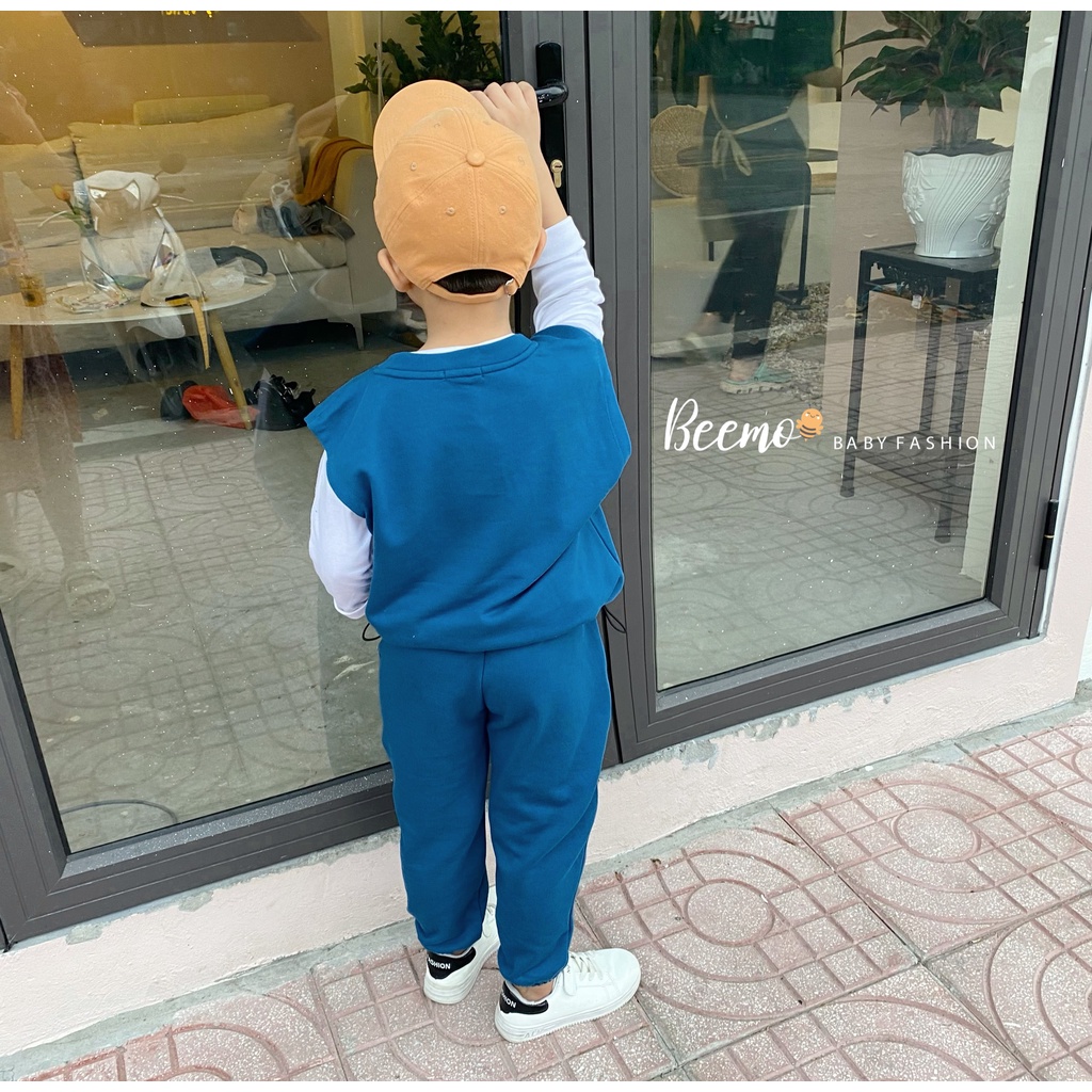 Bộ bé trai dài tay nỉ da cá hàng đẹp cho bé, bộ dài tay cá tính, sành điệu bé trai, set 3 chi tiết