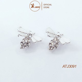 Bông tai bạc 925 hình con bướm xinh xắn đính đá sang trọng anta jewelry - atj3091