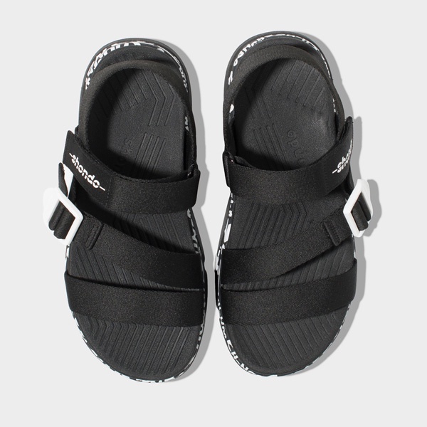 SHONDO | Sandal Shondo F7 track MONOGRAM vẽ tay đen F7T1019