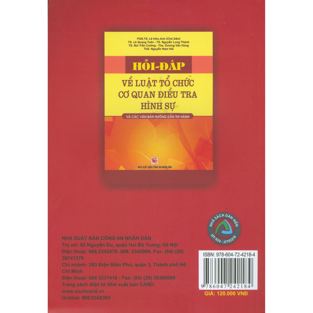 Sách - Hỏi -Đáp Về Luật Tổ Chức Cơ Quan Điều Tra Hình Sự Và Các Văn Bản Hướng Dẫn Thi Hành | BigBuy360 - bigbuy360.vn