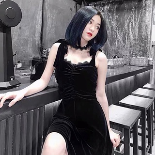 [CÓ SẴN, ẢNH THẬT] 𝐓𝐕 𝐒𝐎𝐔𝐋 Đầm nhung dây nơ