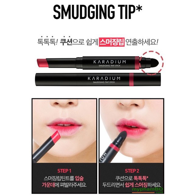 Son Lì Lâu Trôi 2 đầu Karadium Smudging Tint Stick - 6 Cam Đất
