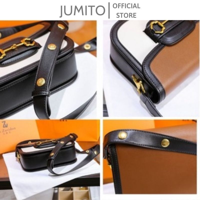 Túi xách nữ đeo vai đeo chéo GC Hà hồ phối màu nâu thời trang hot 2022 JUMITO T1.044