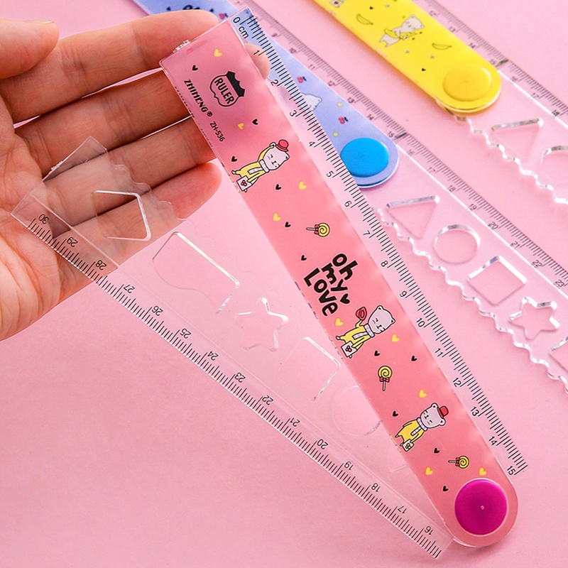 Combo 3 Cây Thước Kẻ Họa Tiết Hoạt Hình Có Thể Gập Lại Dài 30cm Đa Năng Độc Đáo
