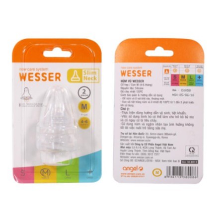 Núm Ty Wesser Silicon Cổ Hẹp - New - Size S, M, L, + - Vĩ 2 cái