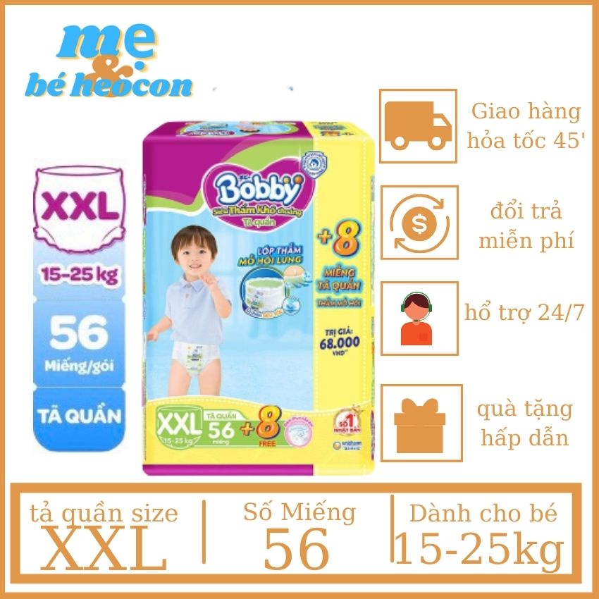 [ Qùa Tặng 50K ] Tả Bỉm Quần Bobby Dành Cho Bé Từ 15-25 kg + Mevabeheocon123