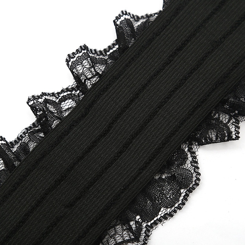 Thắt lưng ren bản rộng co giãn màu trắng đen tinh tế thời trang cho nữ