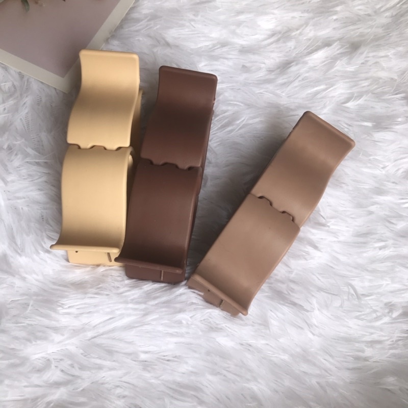 Combo 2 kẹp tóc càng cua chất liệu nhựa dẻo, 5 răng và 3 răng màu socola không gãy siêu bền