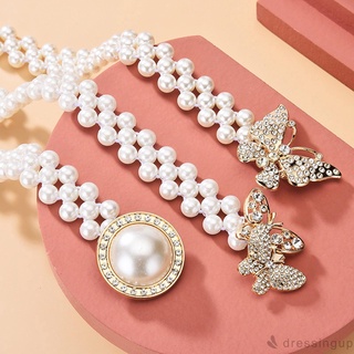 Thắt Lưng Co Giãn Đính Đá Và Ngọc Trai