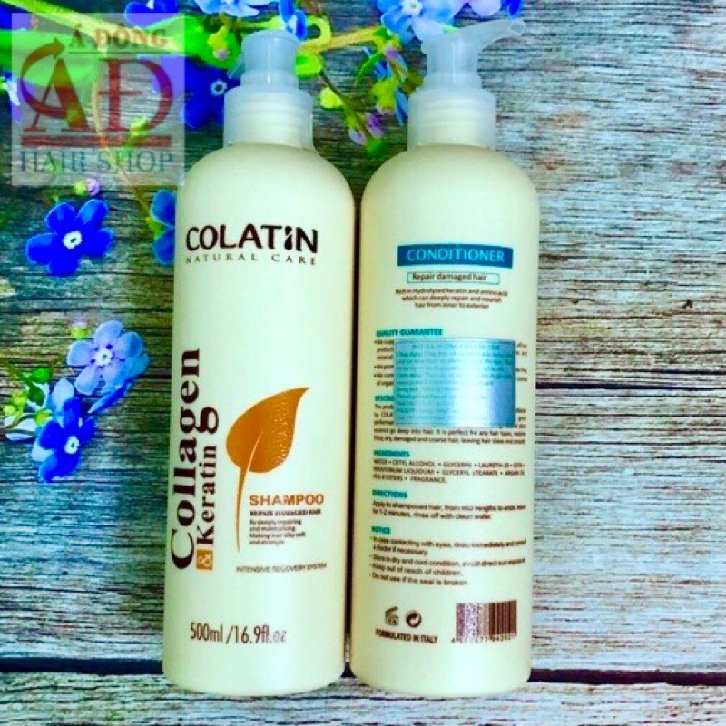 Bộ dầu gội xả dưỡng chất tơ tằm Collagen COLATIN Shampoo & Conditioner 500ml/1000ml