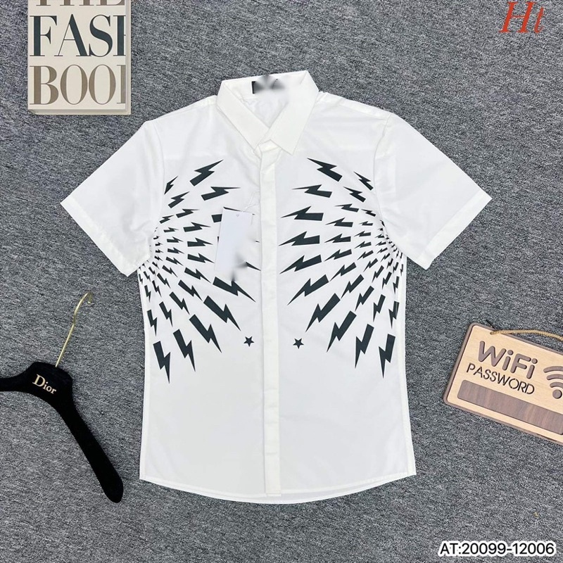 Áo sơ mi cộc tay hai tia sét hai bên HT12