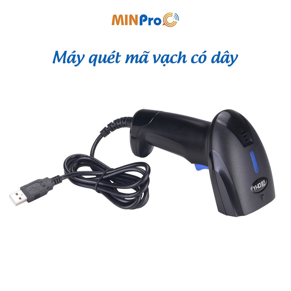 Máy quét mã vạch MINPRO không dây 2.4Ghz, quét mã vạch hàng hóa, công nghệ laser