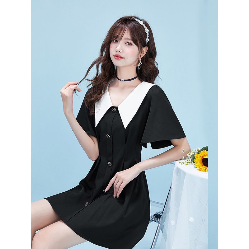 Đầm Dáng Chữ A Cổ Chữ V Form Rộng Phong Cách Pháp