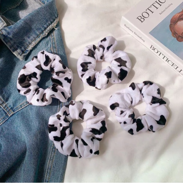 Cột Tóc Vải Scrunchies Nhung Bò Sữa rất mềm mịn, Dây Buộc Tóc Style Hàn Quốc