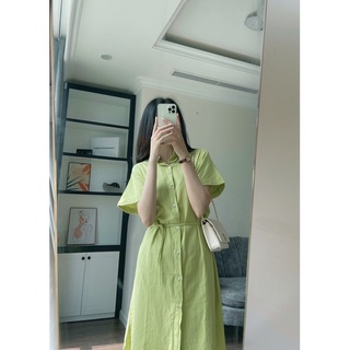 DEVONT DRESS - Váy linen dáng suông dài thắt eo REGEN
