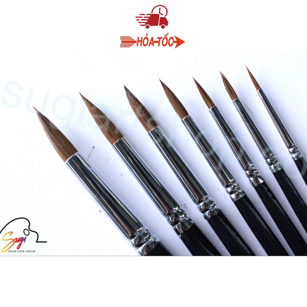 Bộ cọ đầu phọn Phoenix 8605, 7 cây đầu nhọn, cọ lông sóc [ Sugi art shop]