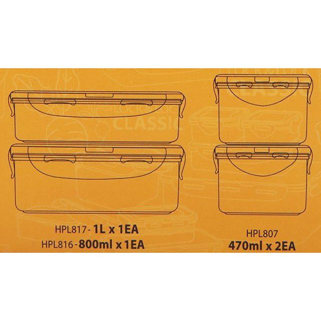 Bộ set hộp nhựa Lock&lock Hpl817bf04 đựng đồ ăn trong tủ lạnh, dùng được trong lò vi sóng