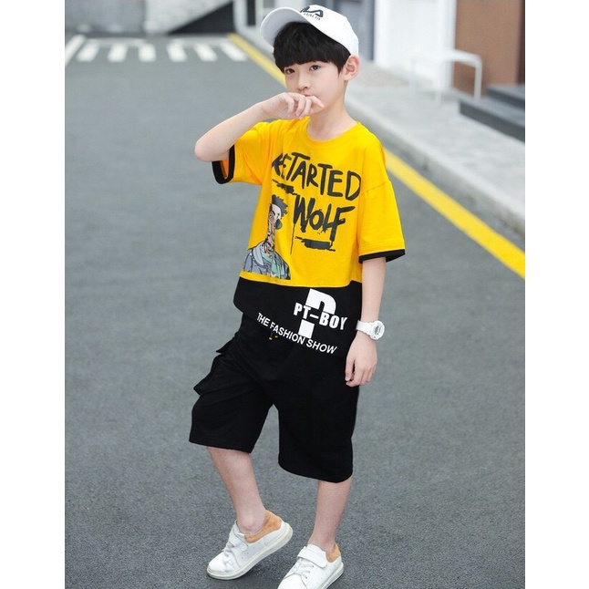 Bộ quần áo thun hè &quot;R.E.T.A&quot; 20-45kg cho bé trai 4-14 tuổi. Năng động, thoáng mát. Hàng may kỹ. B3