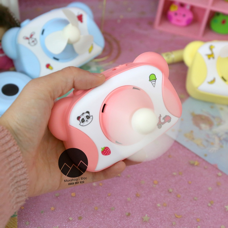 Quạt mini tích điện quạt cầm tay mini tích điện du lịch hình máy ảnh đáng yêu siêu bền Maxshop Độc