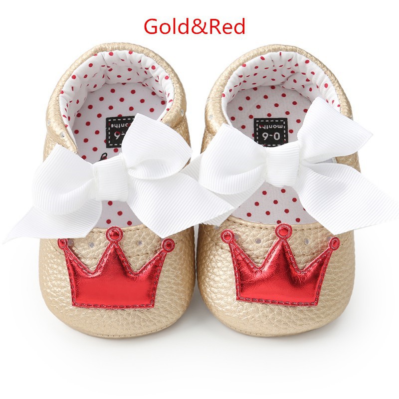 Giày Búp Bê Đế Mềm Chống Trượt Hình Vương Miện Cho Bé Gái