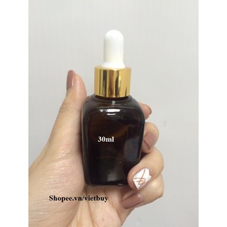 Chai thủy tinh vuông đầu bóp vàng 30ml