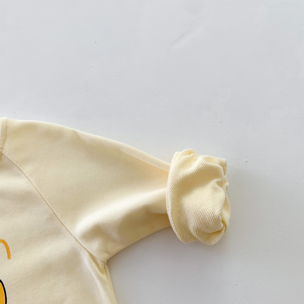 Bộ đồ liền thân bằng vải cotton dài tay + có mũ phong cách mùa thu cho trẻ sơ sinh 0-2 tuổi