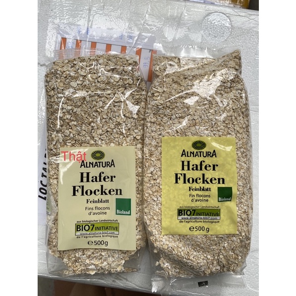 [CHUẨN AUTH] Yến mạch nguyên chất hữu cơ Bio Alnatura Đức gói 500gr (cán dẹt)