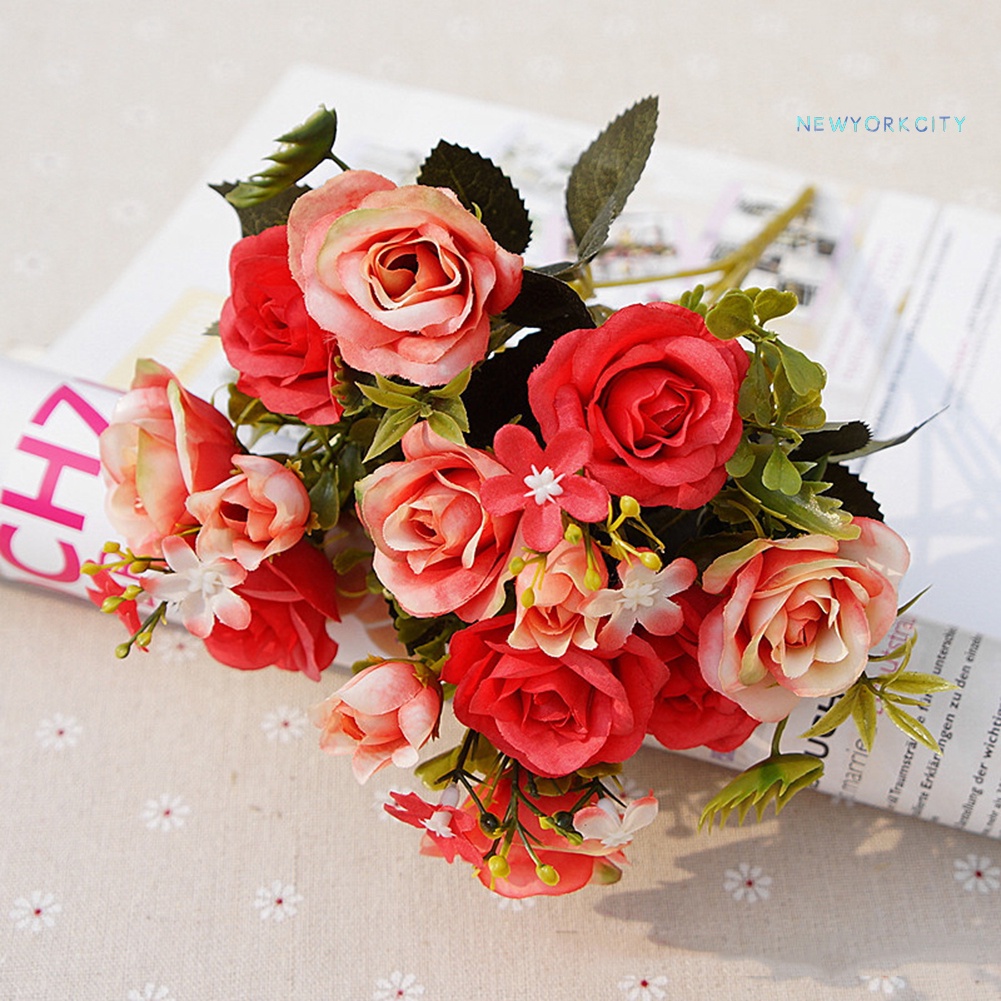 1 Bó 10 Hoa Hồng Giả Phong Cách Châu Âu Trang Trí Nội Thất