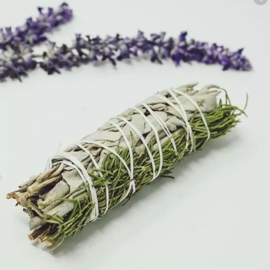 Bó lá xô thơm mix hương thảo California White Sage + Rosemary Smudge Incense 3"-4" Bundle