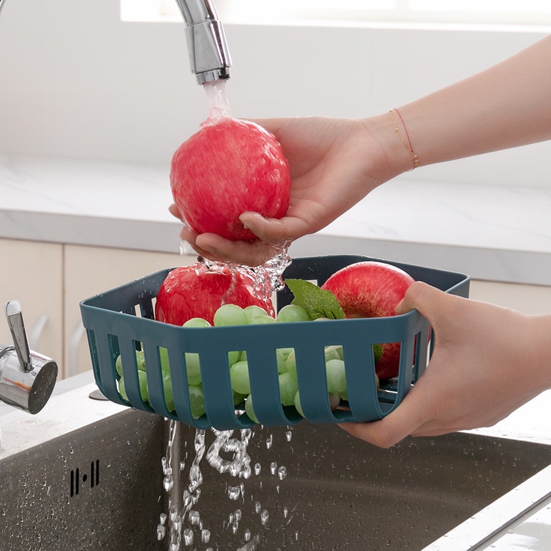 Rổ đựng trái cây - Rổ nhựa đan lưới bắt mắt hình lục giác (RLG03)