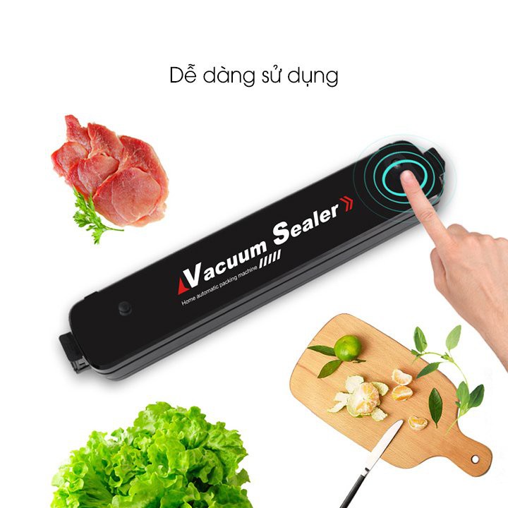 Máy Hút Chân Không thực phẩm, hàn miệng túi Vacuum Sealer dùng cho gia đình, hút khỏe, hết khí + Tặng 10 túi hút