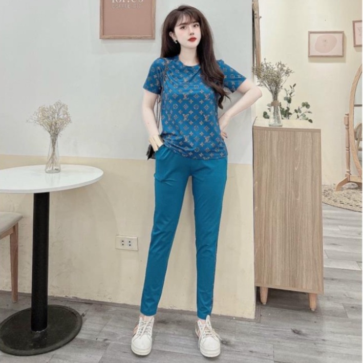 Đồ Bộ Nữ Quần Dài, Sét Đồ Nữ Sang Chảnh Áo Form Rộng In Họa Tiết Quần Thun Cotton Đủ Size Từ 45-70kg.