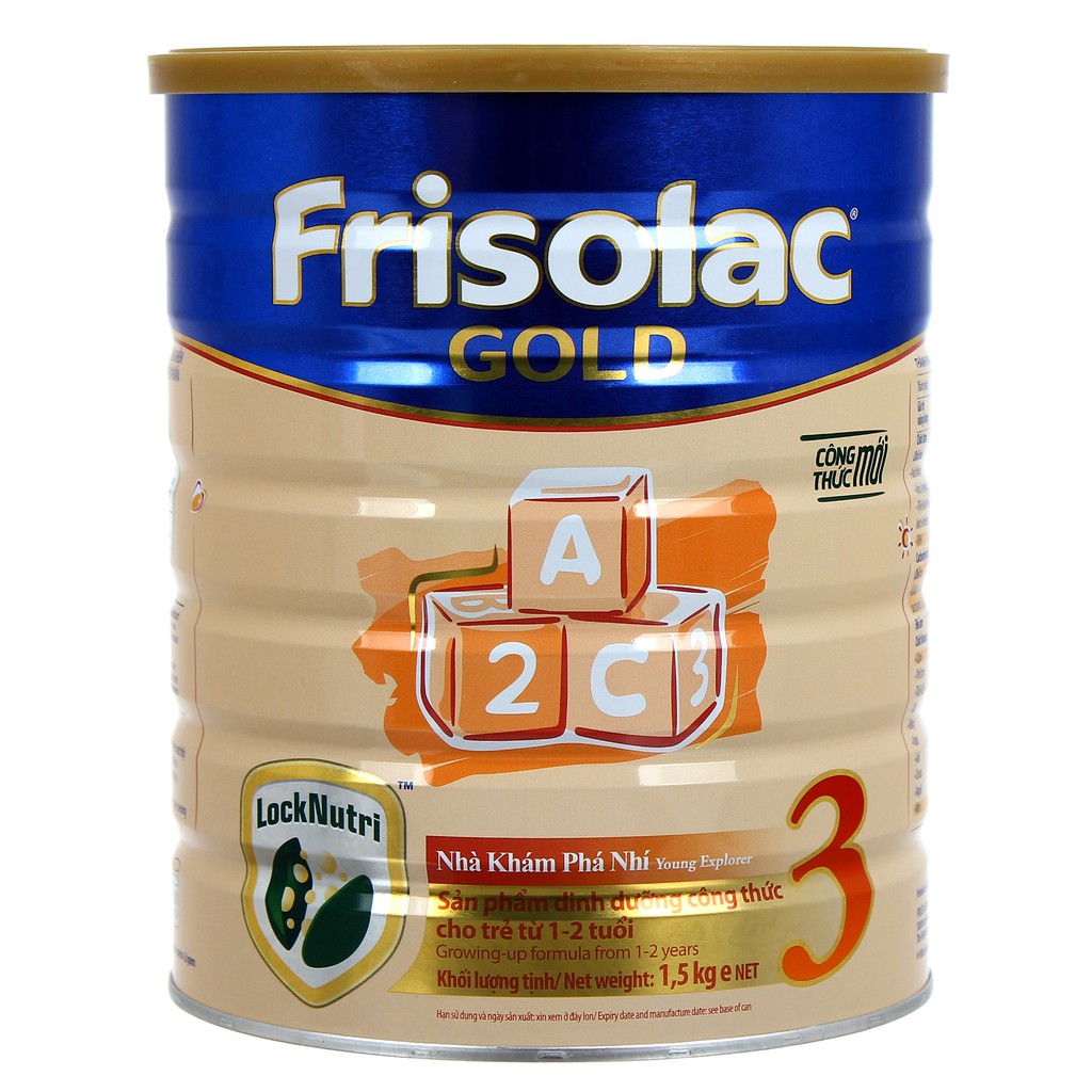 Tặng 1 Hộp Nhựa BIOZONE 2.5L - Combo 2 Lon Sữa bột frisolac gold 3 1,5kg ( Cho bé 1 - 2 tuổi )