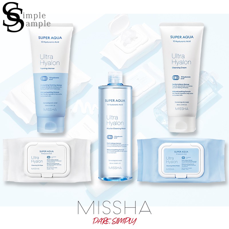 Super aqua 10 hyaluronic acid foaming cleanser, oil cleansing, wipes