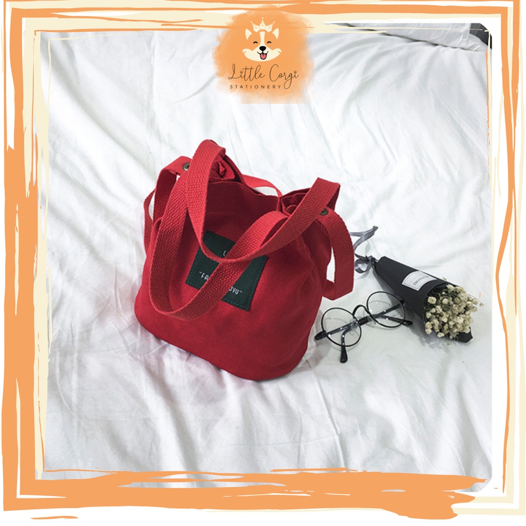 Túi canvas đeo chéo thời trang Hàn Quốc cho bé - Túi tote đeo chéo có quai xách