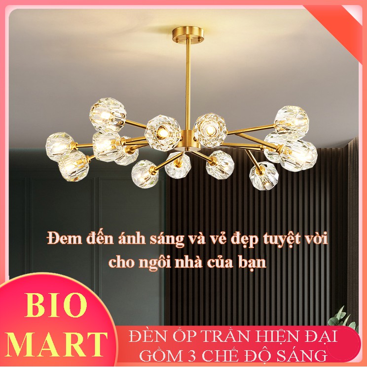 Đèn Chùm Thả Trần – Đèn Thả Trần Trang Trí Phòng Khách, Gồm 3 Chế Độ Ánh Sáng – BIO139