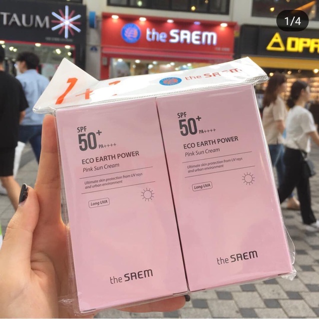 KEM CHỐNG NẮNG THE SAEM ECO EARTH POWER PINK SUN CREAM SPF 50+ PA++++