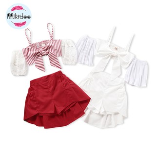 Mikrdoo Bộ Áo Trễ Vai Và Chân Váy Xòe Cho Bé Gái