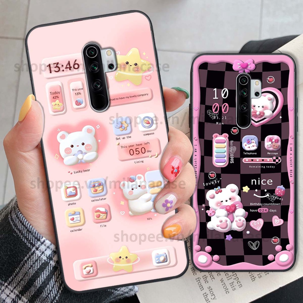 Ốp Xiaomi Redmi Note 8 / Note 8 Pro hình đồng hồ icon gấu mèo cute cực dễ thương ngộ nghĩnh