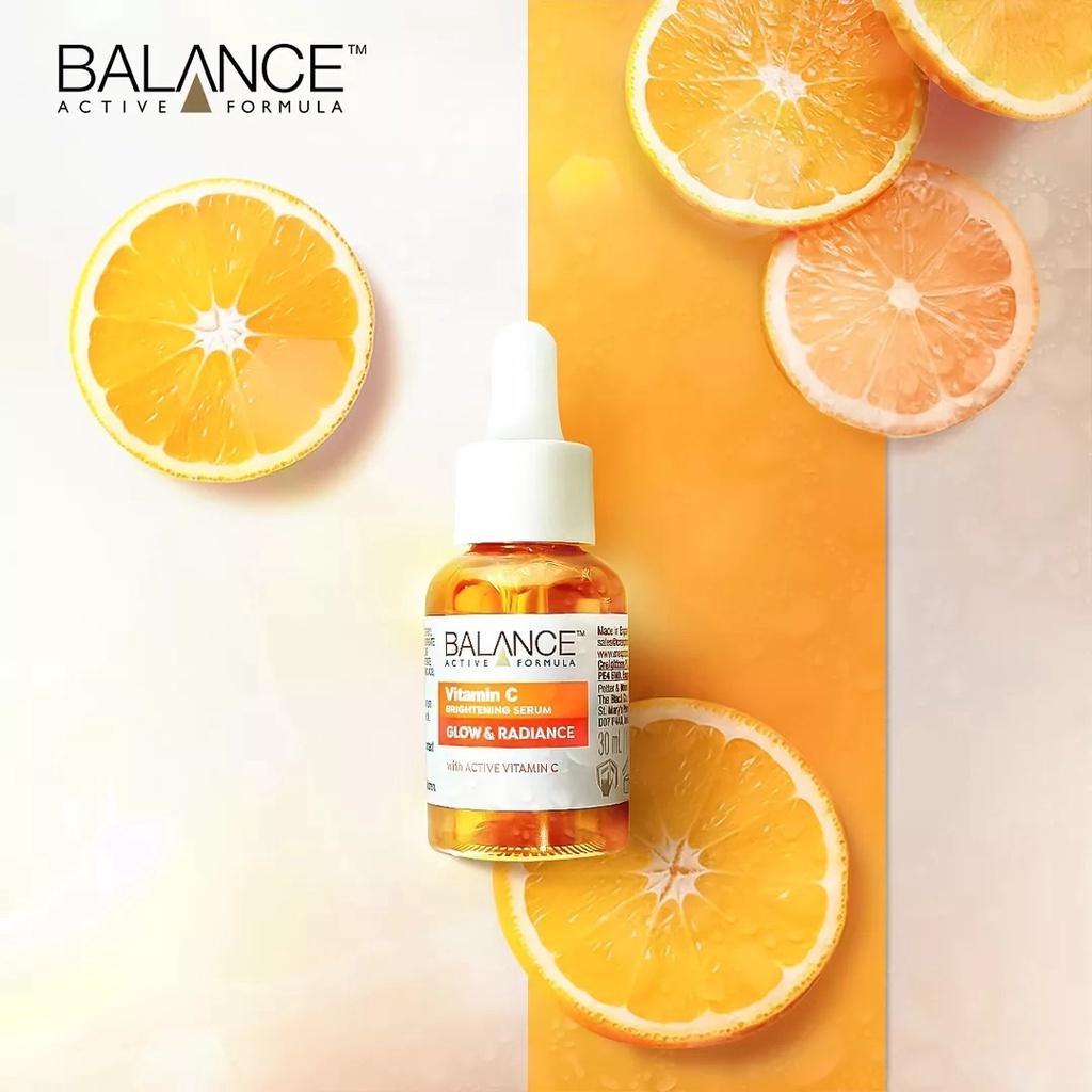 Combo trắng da căng mượt serum Vitamin C + serum Hyaluronic Balance Active Formula 30ml/ chai